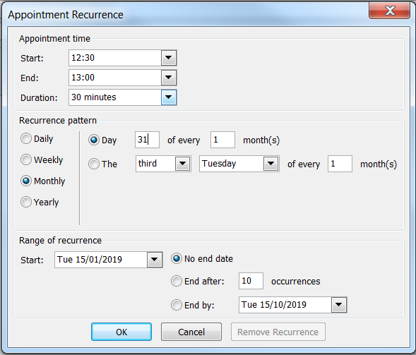 Appointment Recurrence 1