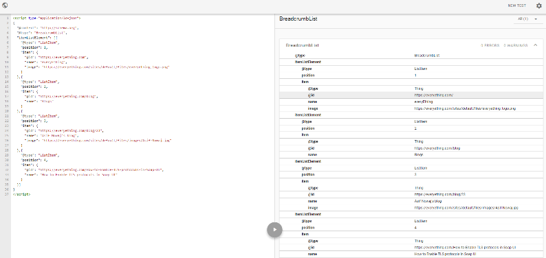 Breadcrumb List Data