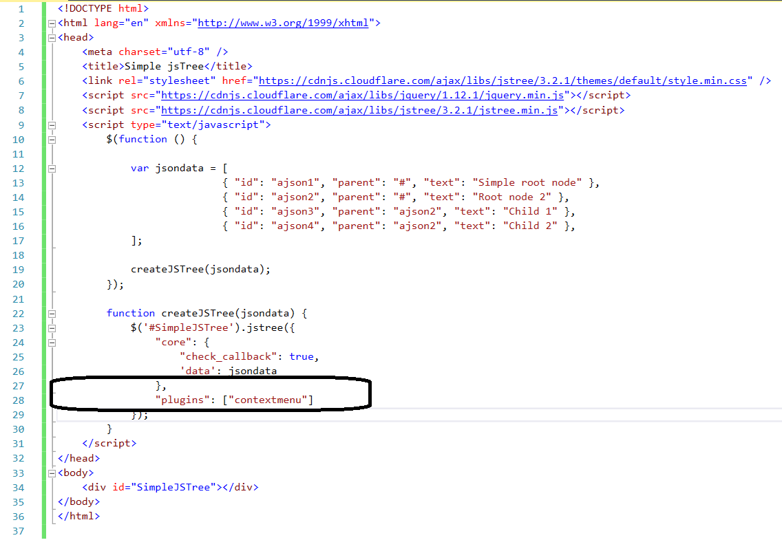 jsTree With default ContextMenu code